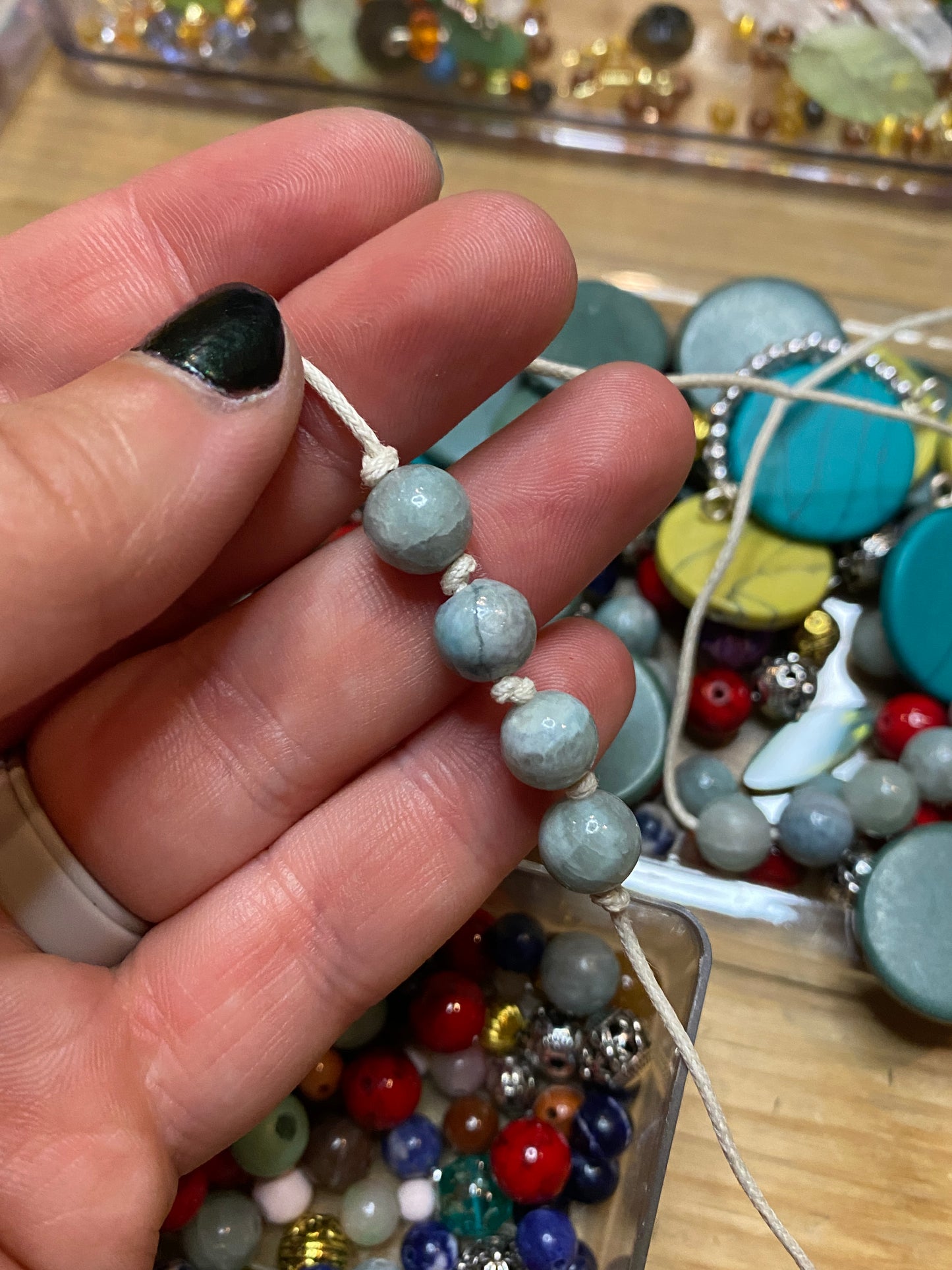 Seafoam Crystal Knotted Bracelet
