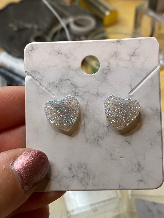 White Druzy Earrings