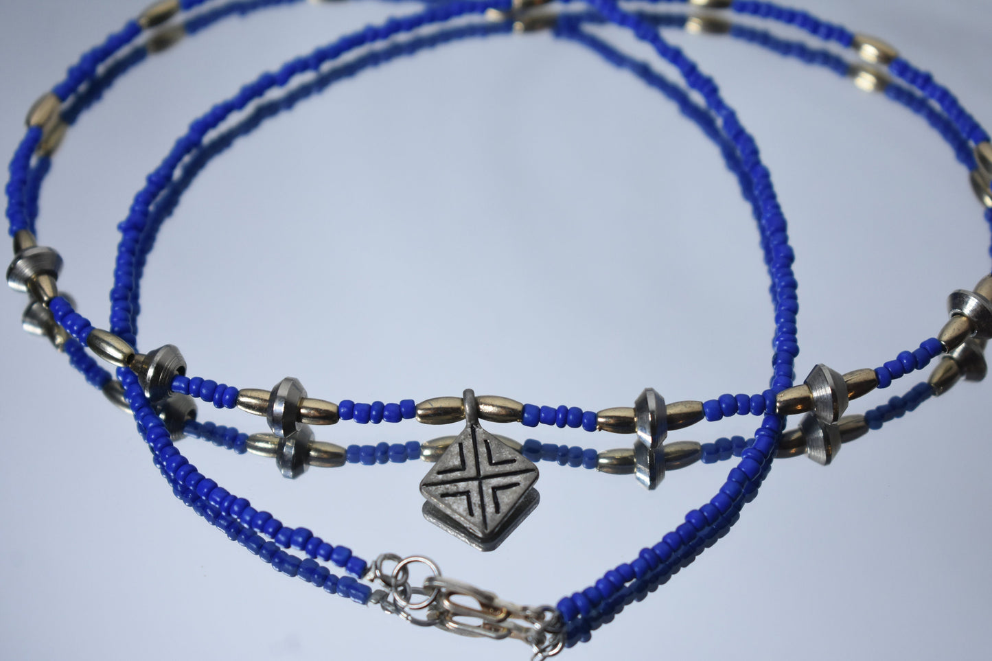 Silver and Blue Charm Necklace