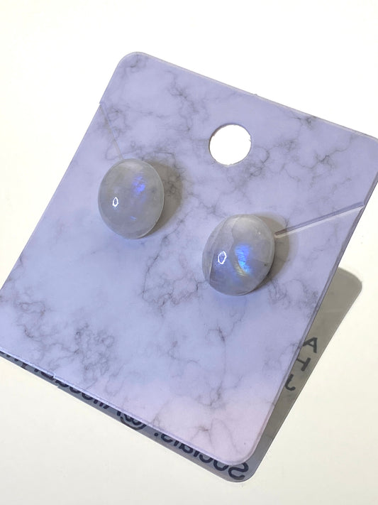 Oval Moonstone Earrings