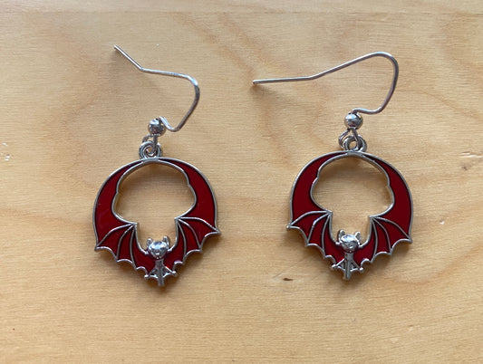 Red Bat Earrings