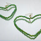 Shiny Green Heart Hoops