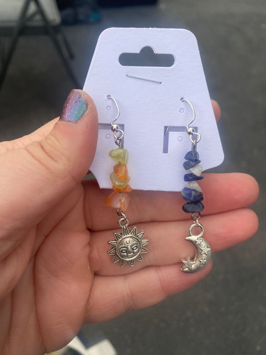 Crystal Sun and Moon Earrings