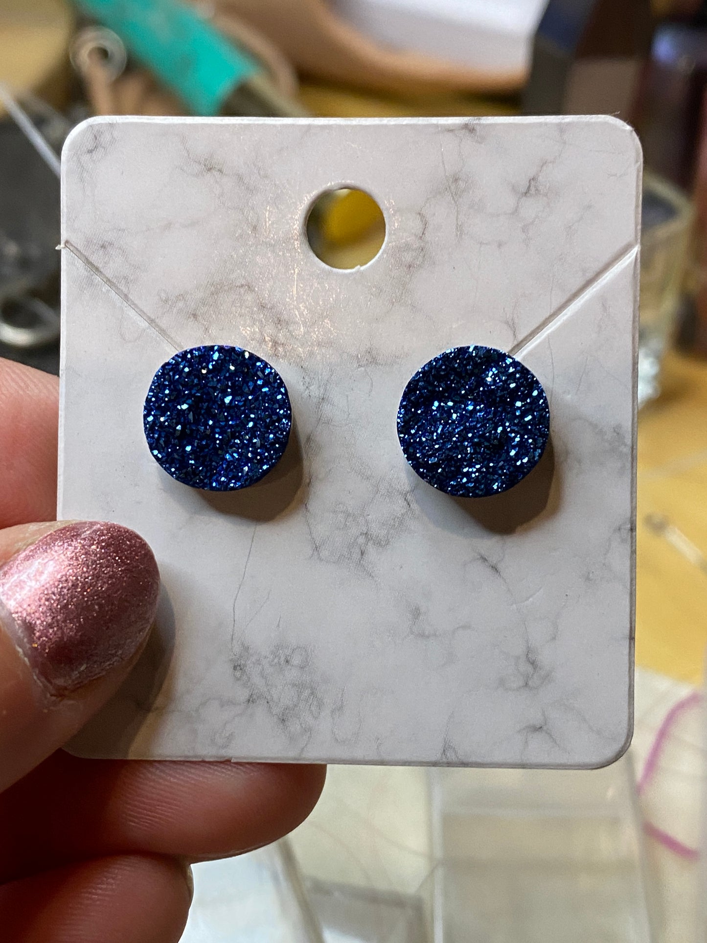 Blue Druzy Earrings