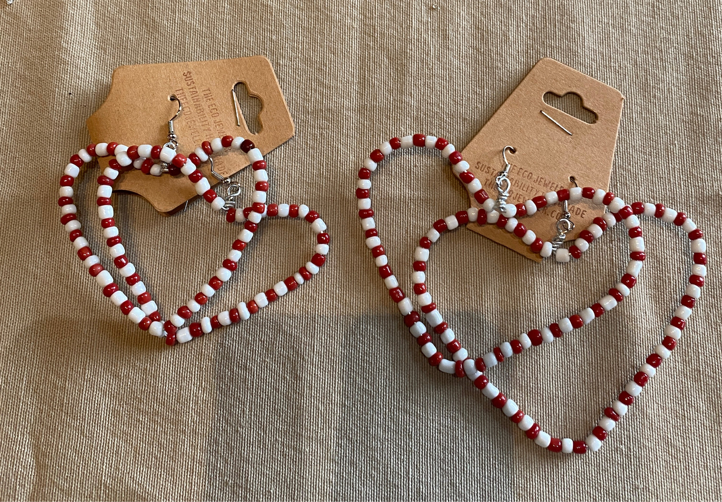 Candy Cane Heart Hoops