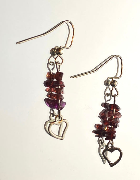 Garnet Heart Earrings