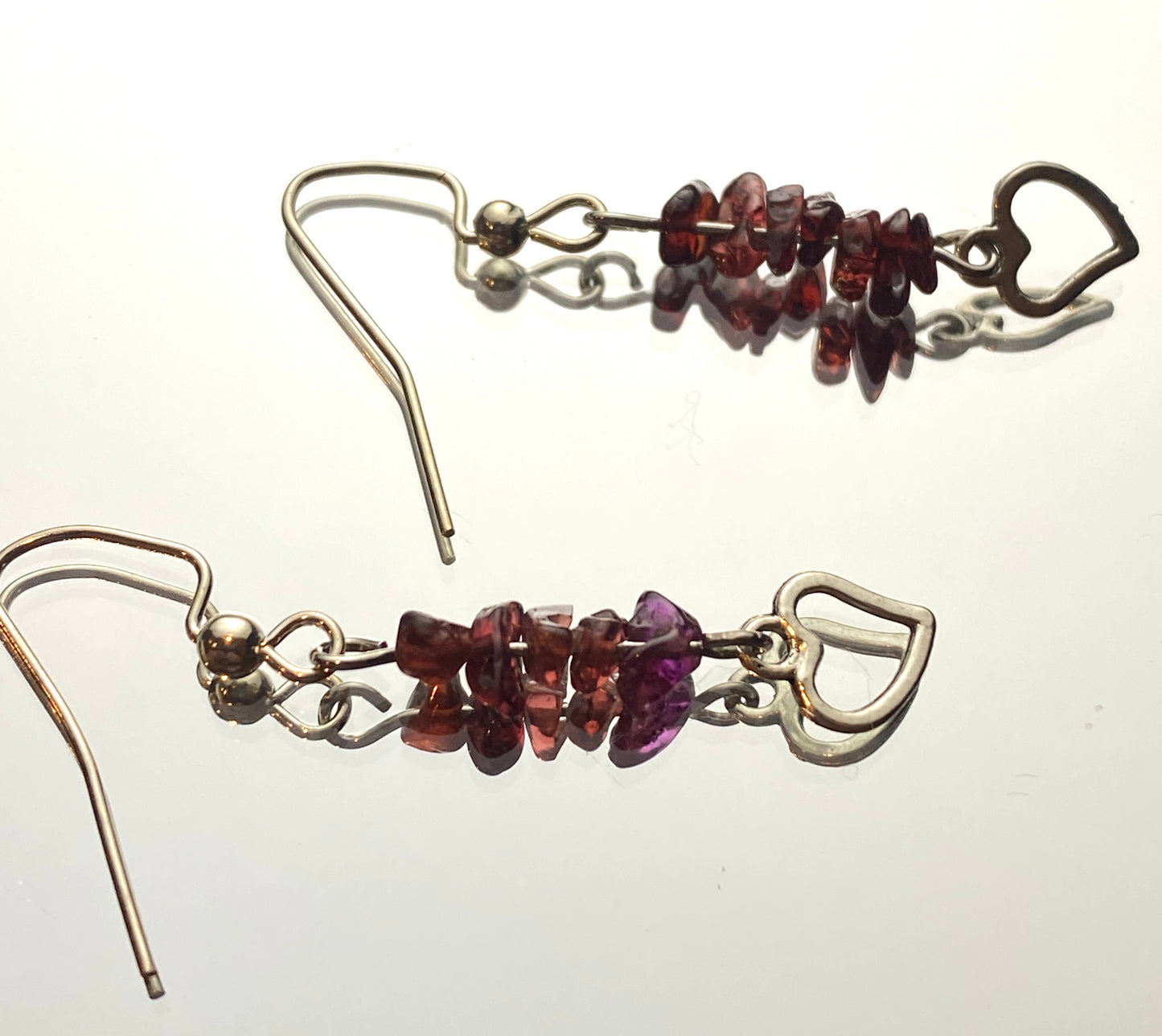 Garnet Heart Earrings