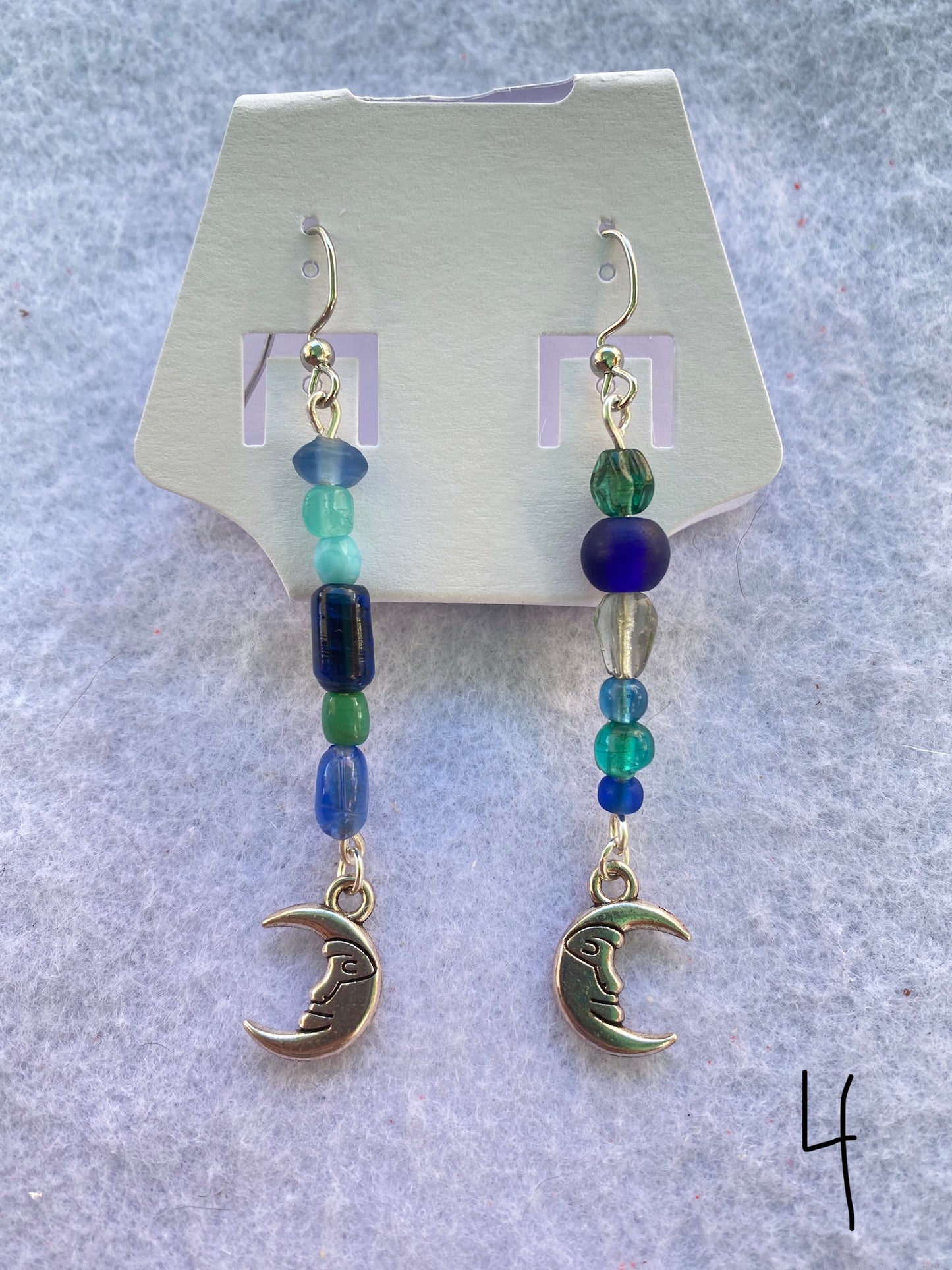 Mixed Glass Moon Earrings