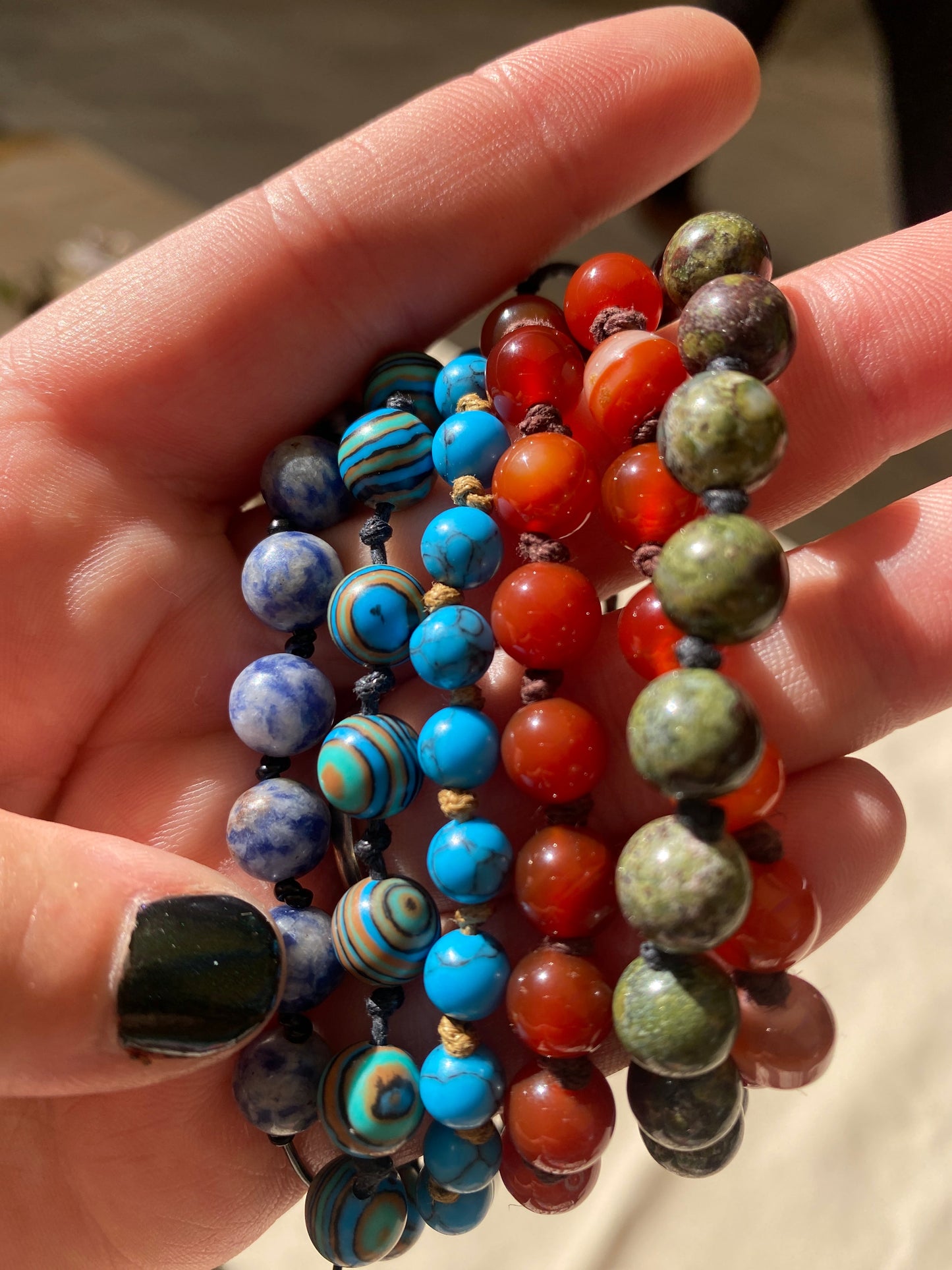 Bloodstone (Heliotrope) Knotted Bracelet