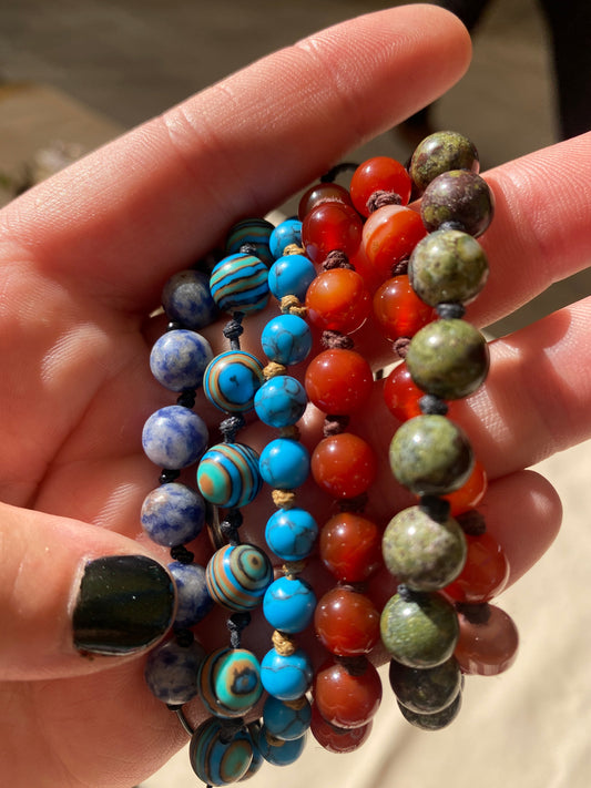 Bloodstone (Heliotrope) Knotted Bracelet