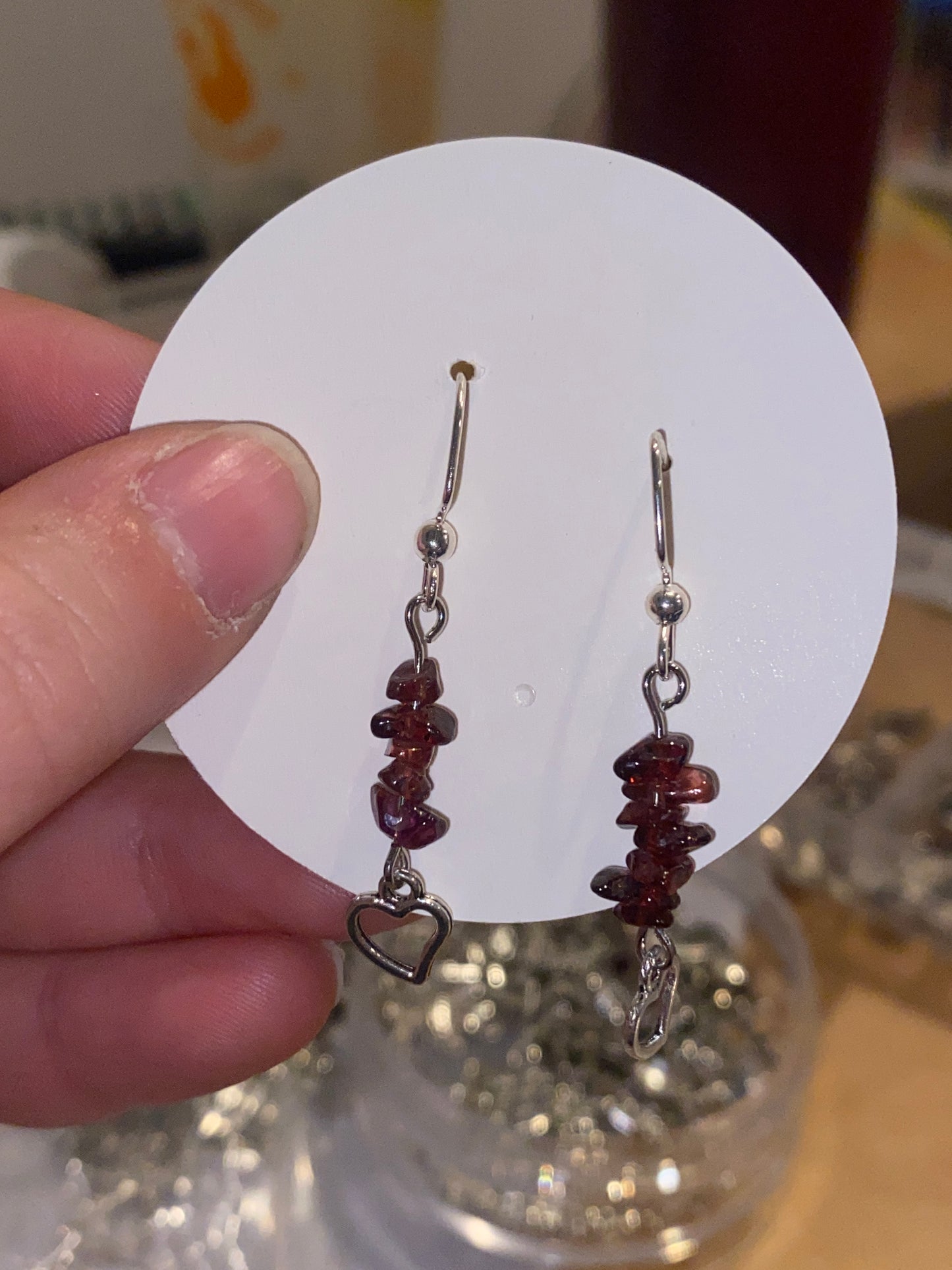 Garnet Heart Earrings