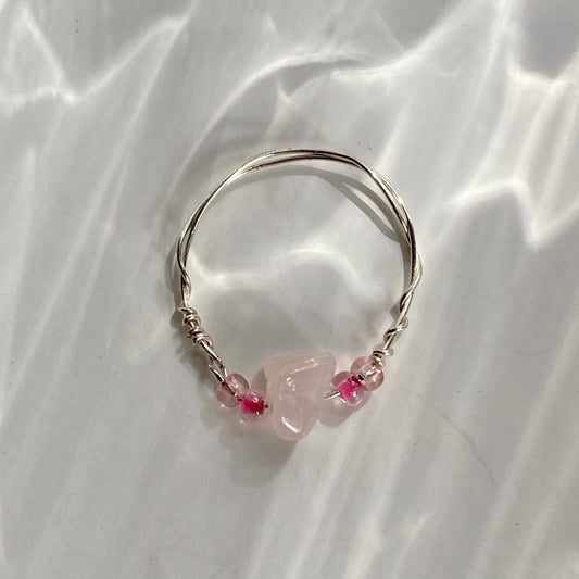 Rose Quartz Chip Ring