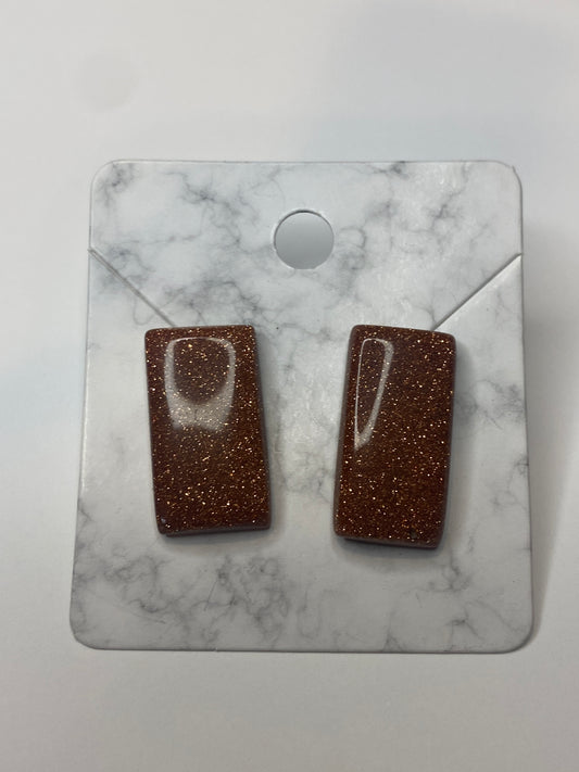 Rectangle Goldstone Earrings