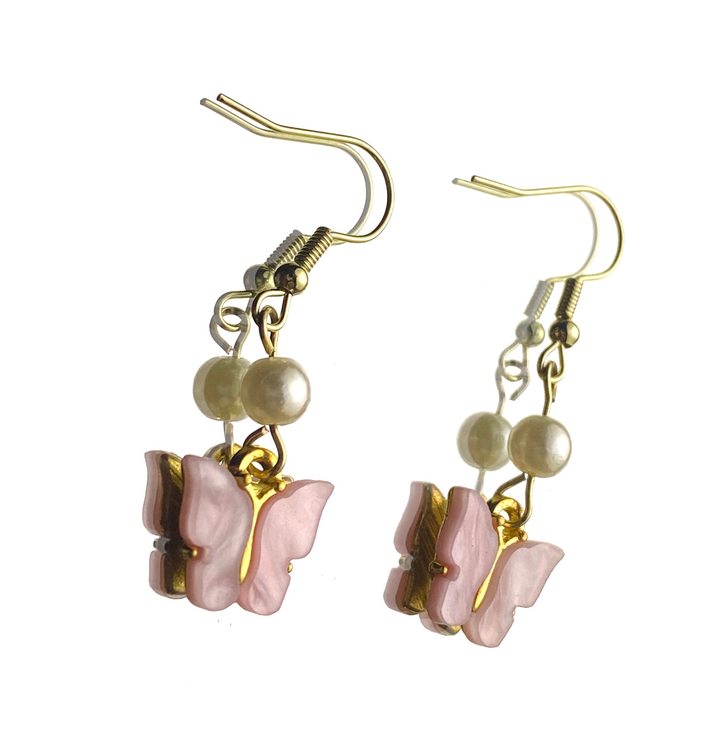 Faux Pearl Butterfly Earrings