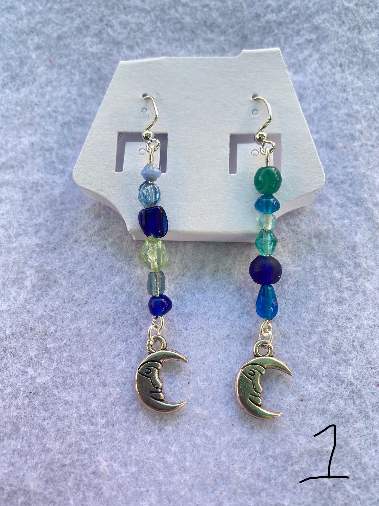 Mixed Glass Moon Earrings