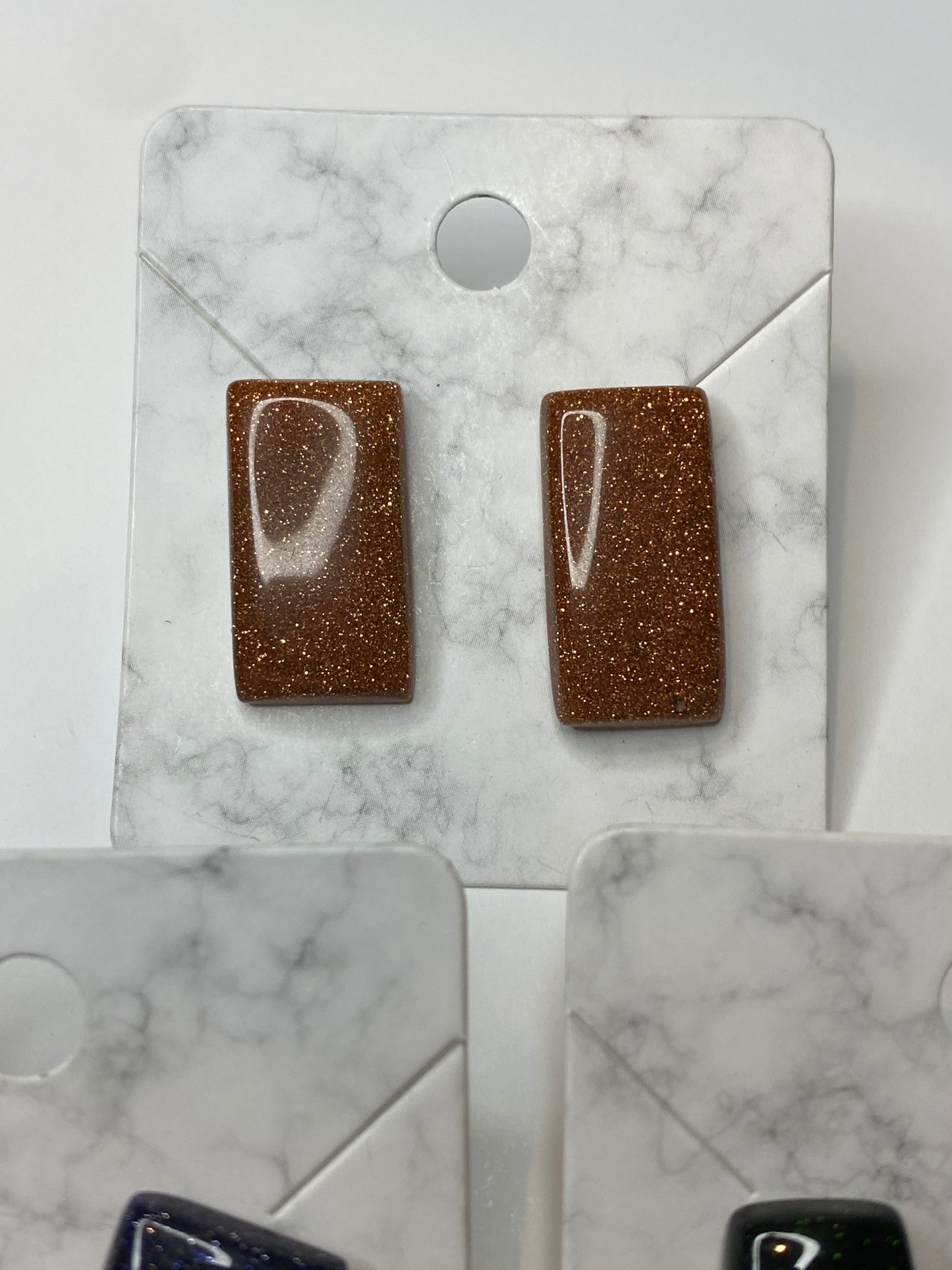 Rectangle Goldstone Earrings