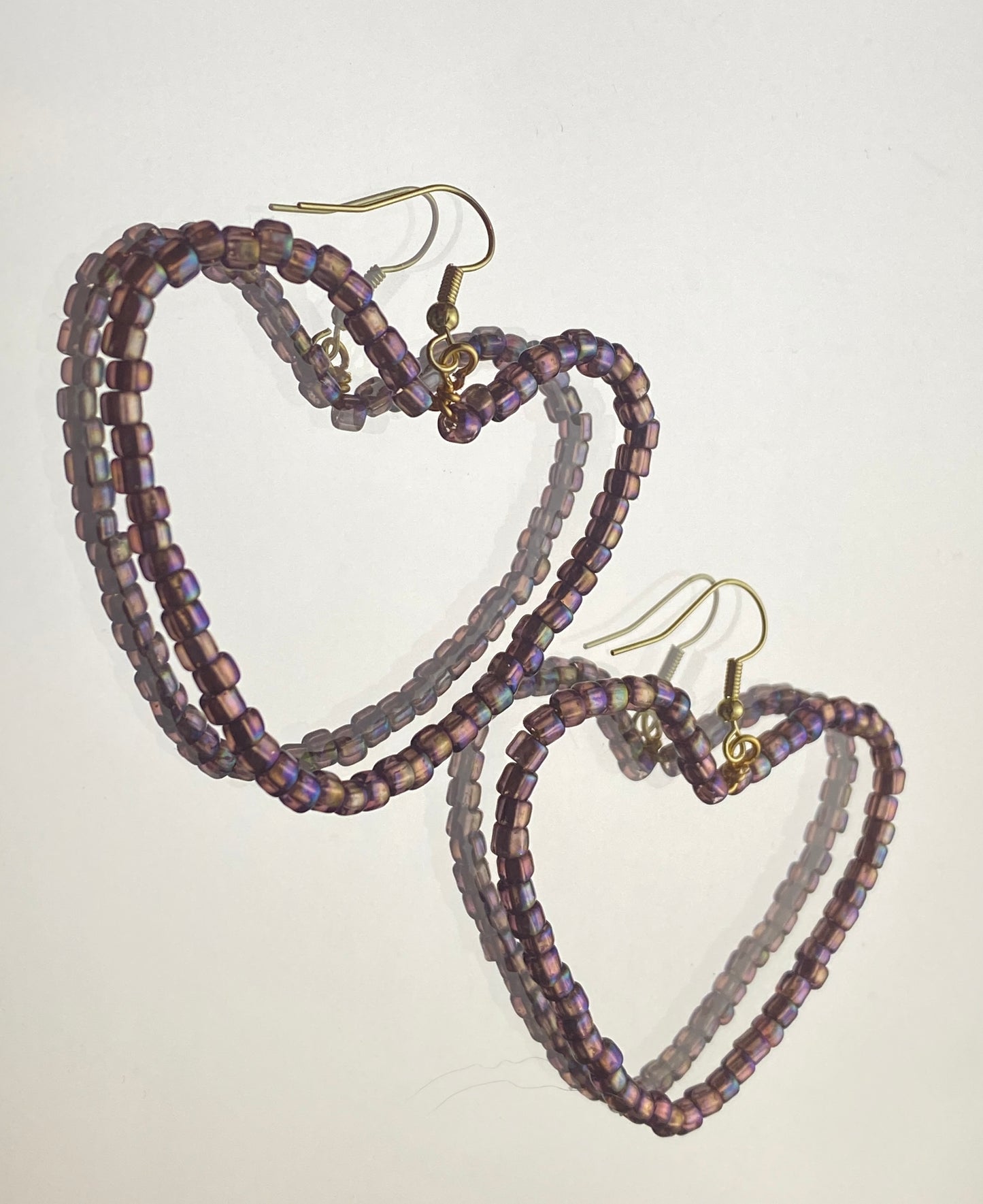 Purple Shiny Heart Hoops