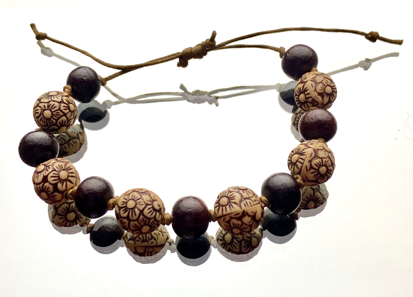 Floral Wooden Knotted Bracelet