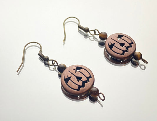 Tiger’s Eye Pumpkin Earrings