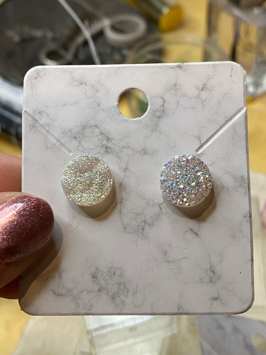 White Druzy Earrings