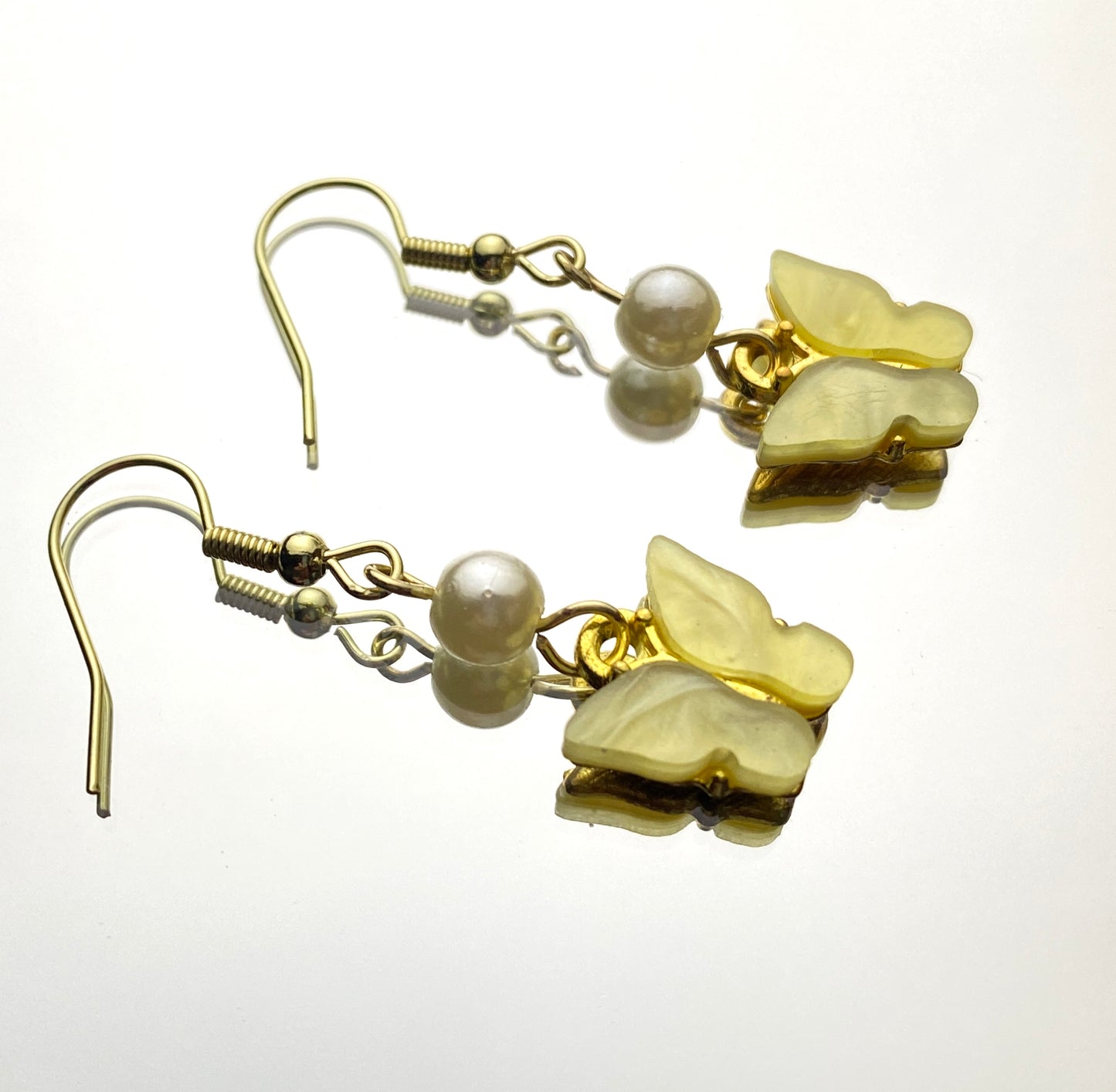 Faux Pearl Butterfly Earrings