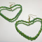 Shiny Green Heart Hoops