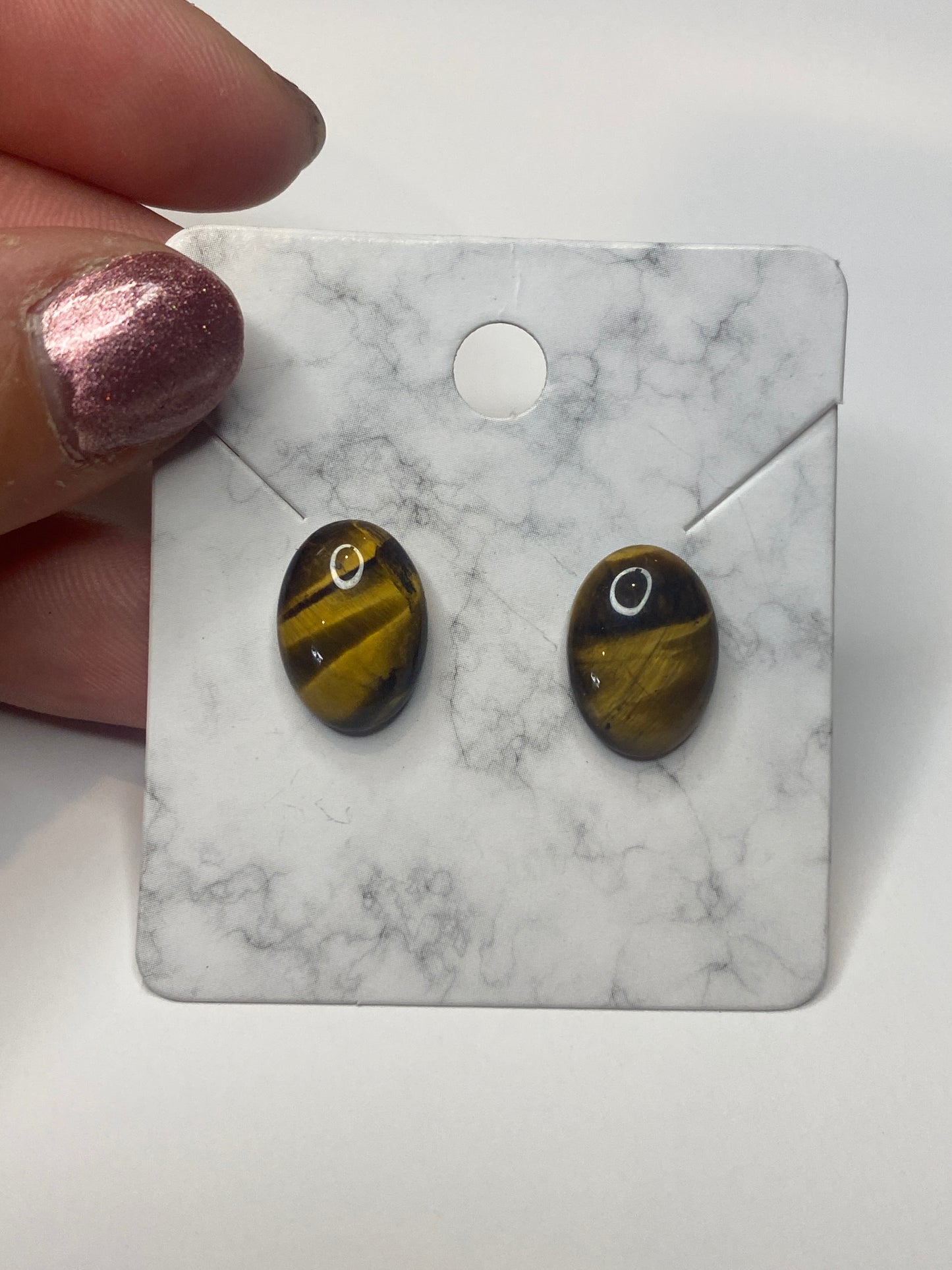 Oval Tiger’s Eye Earrings