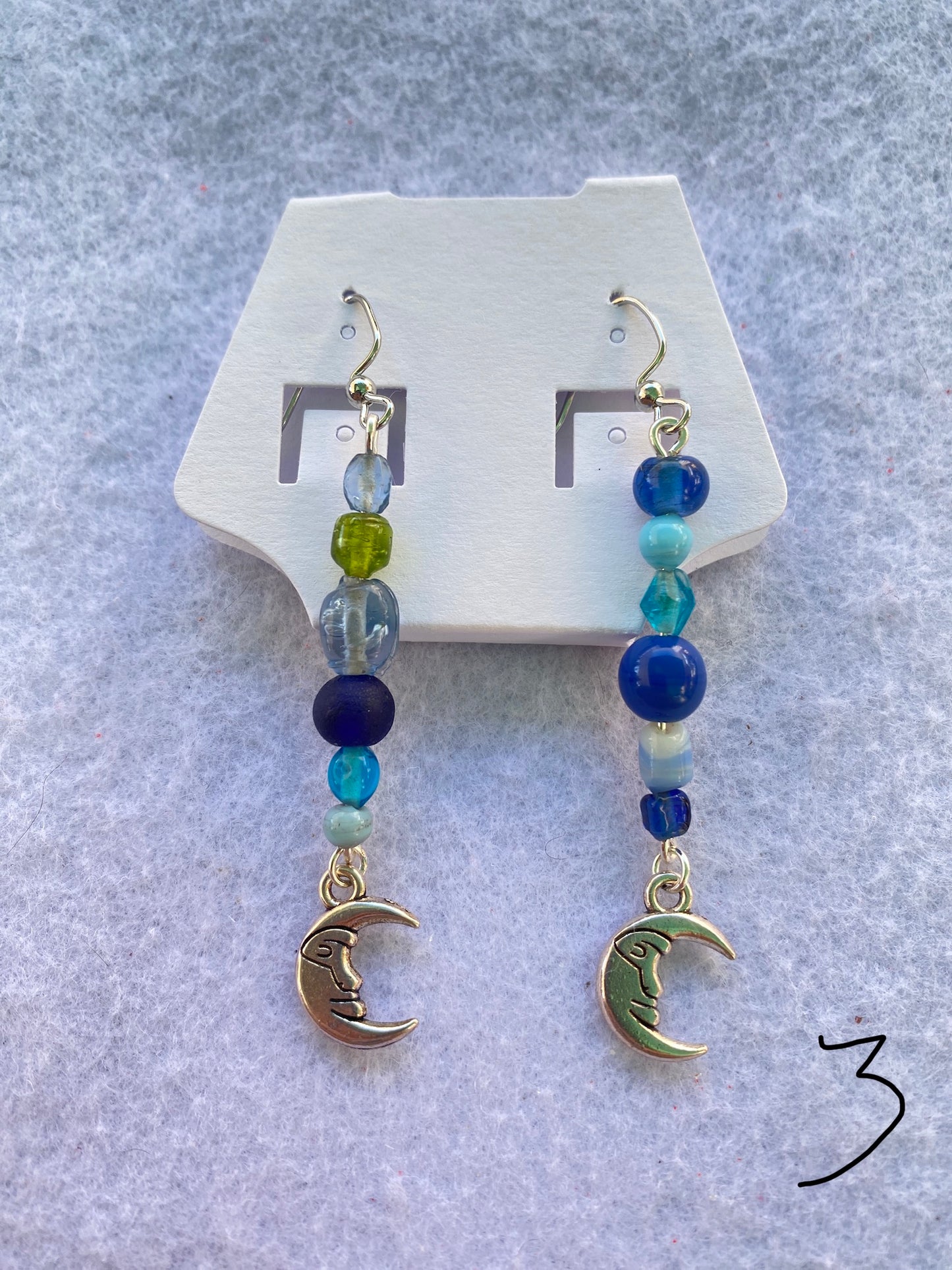 Mixed Glass Moon Earrings