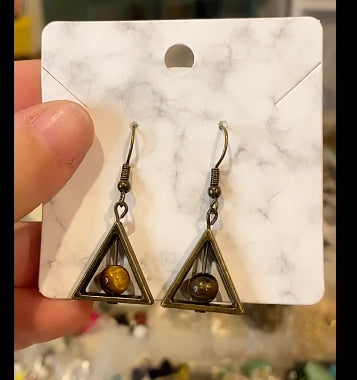 Triangle Tiger’s Eye Earrings