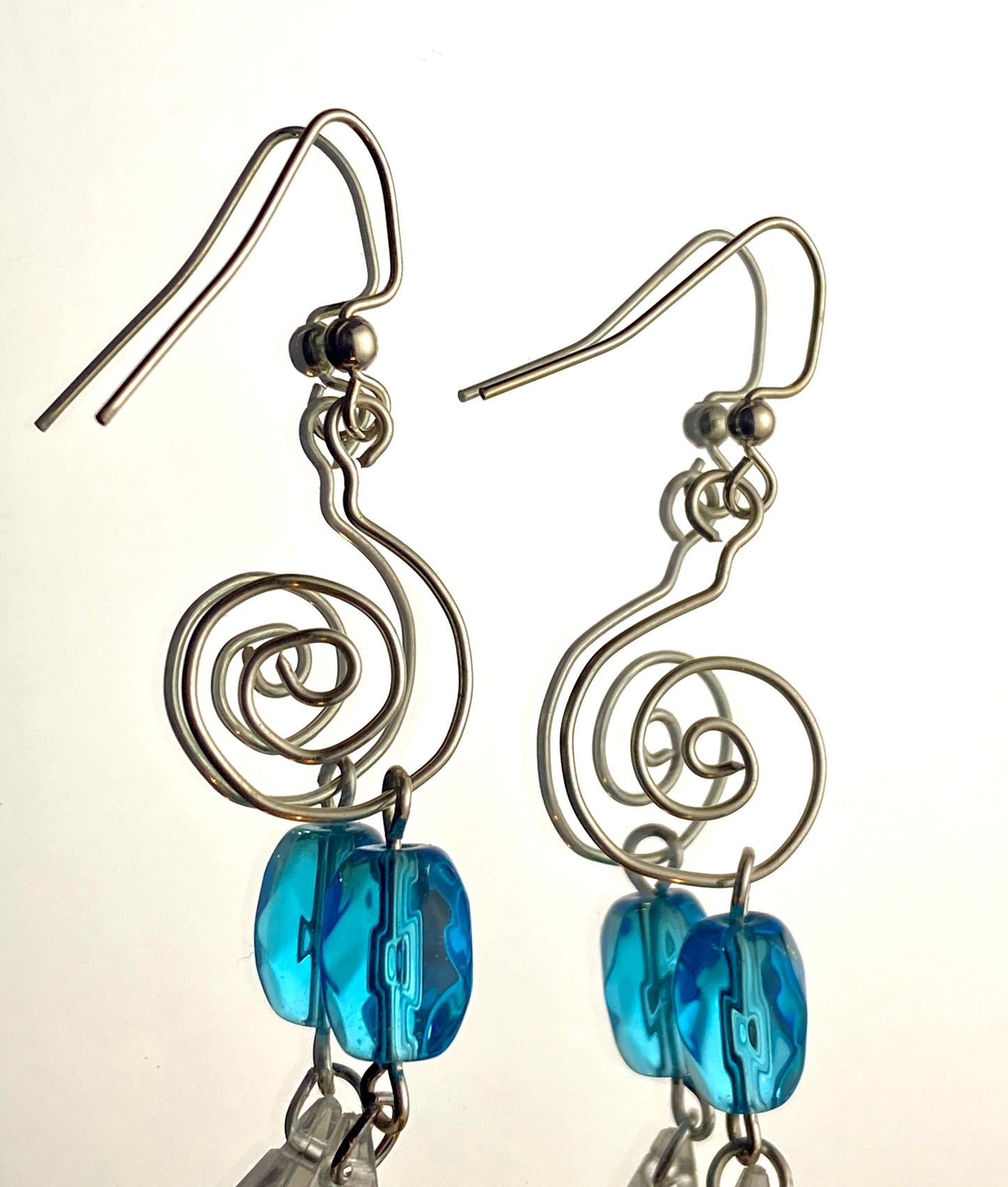 Long Swirling Glass Earrings