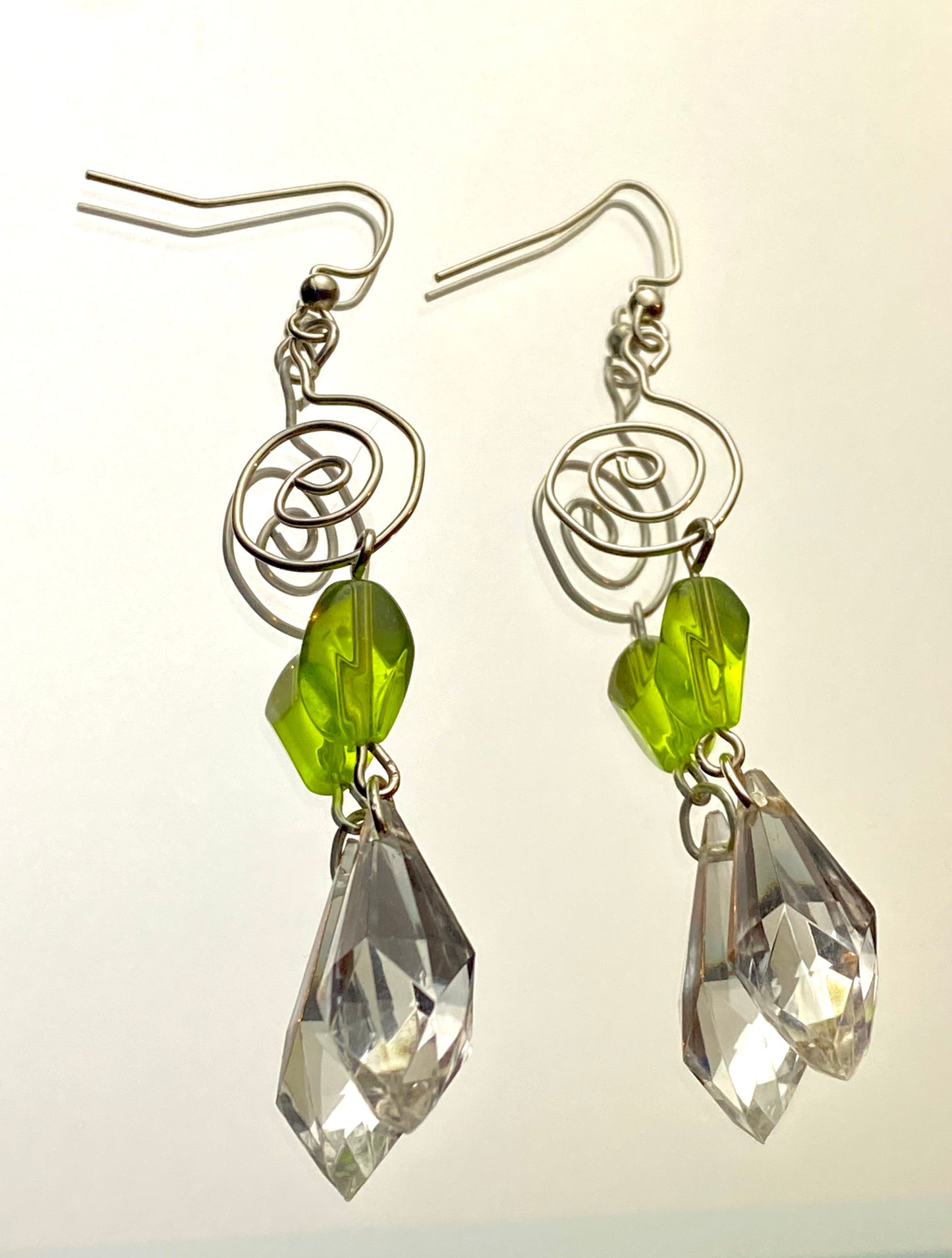 Long Swirling Glass Earrings