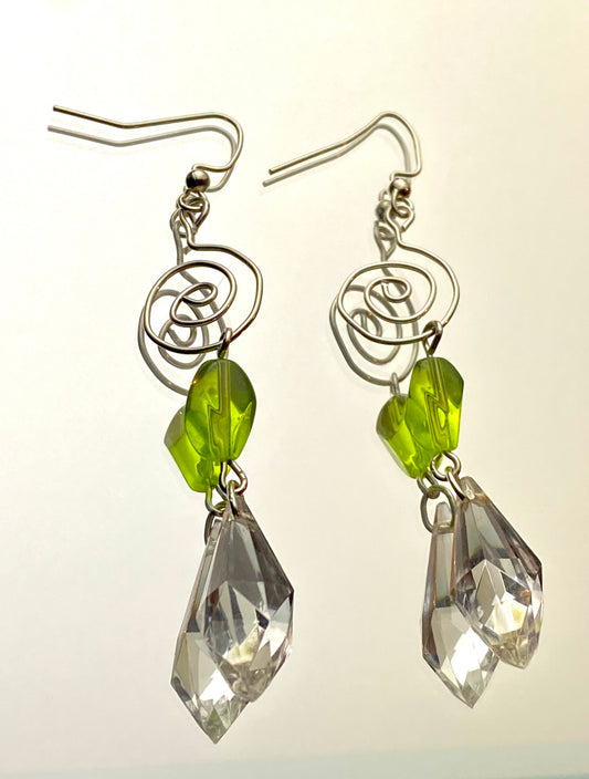 Long Swirling Glass Earrings