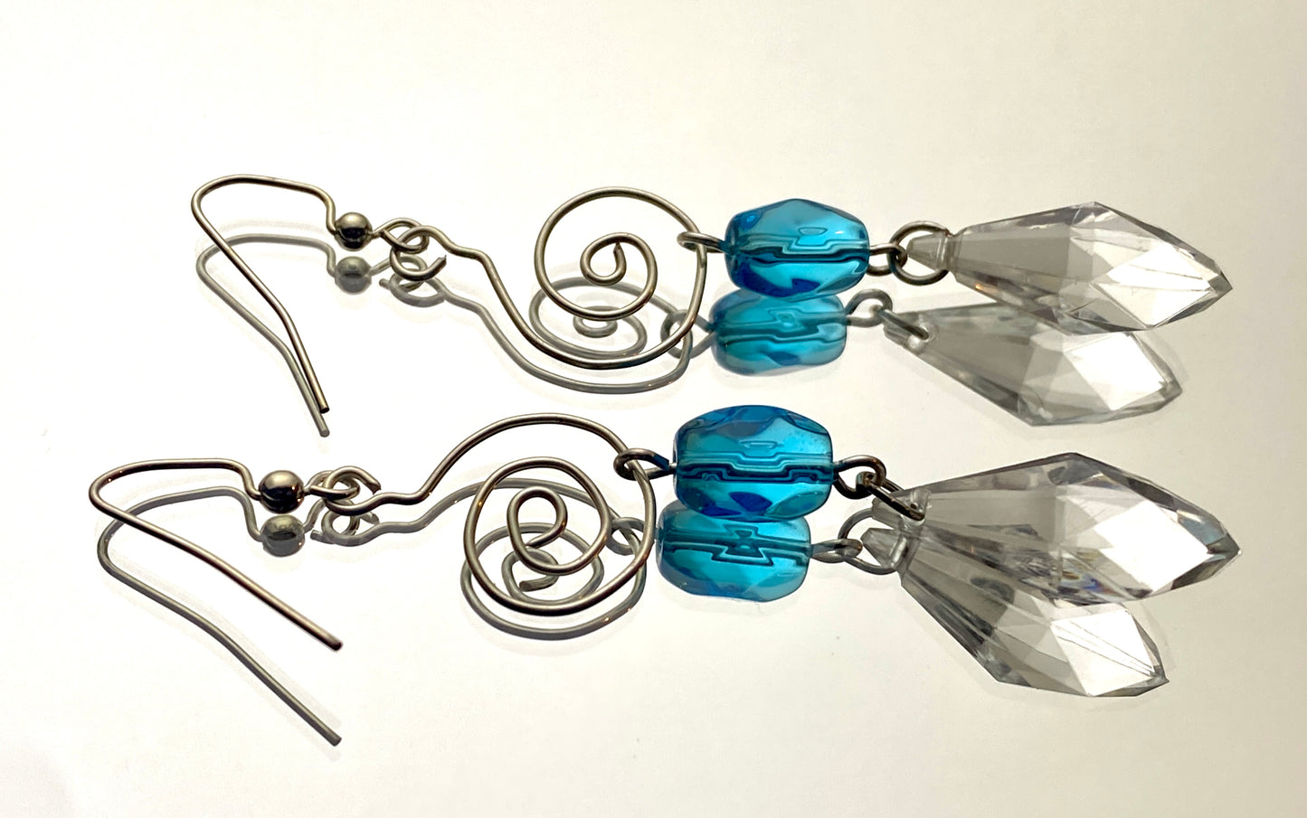 Long Swirling Glass Earrings