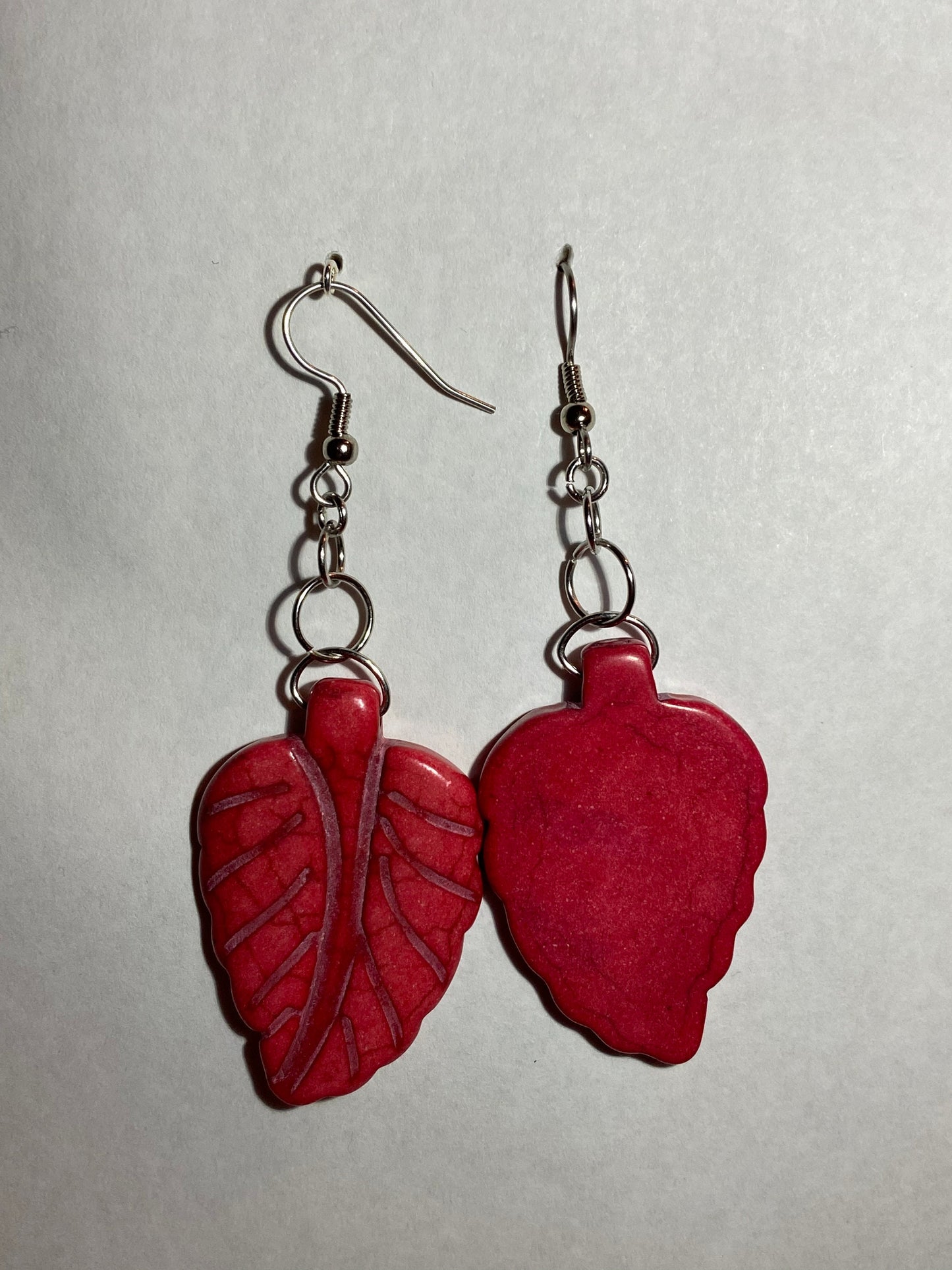 Pink Leaf Ceramic Earrings