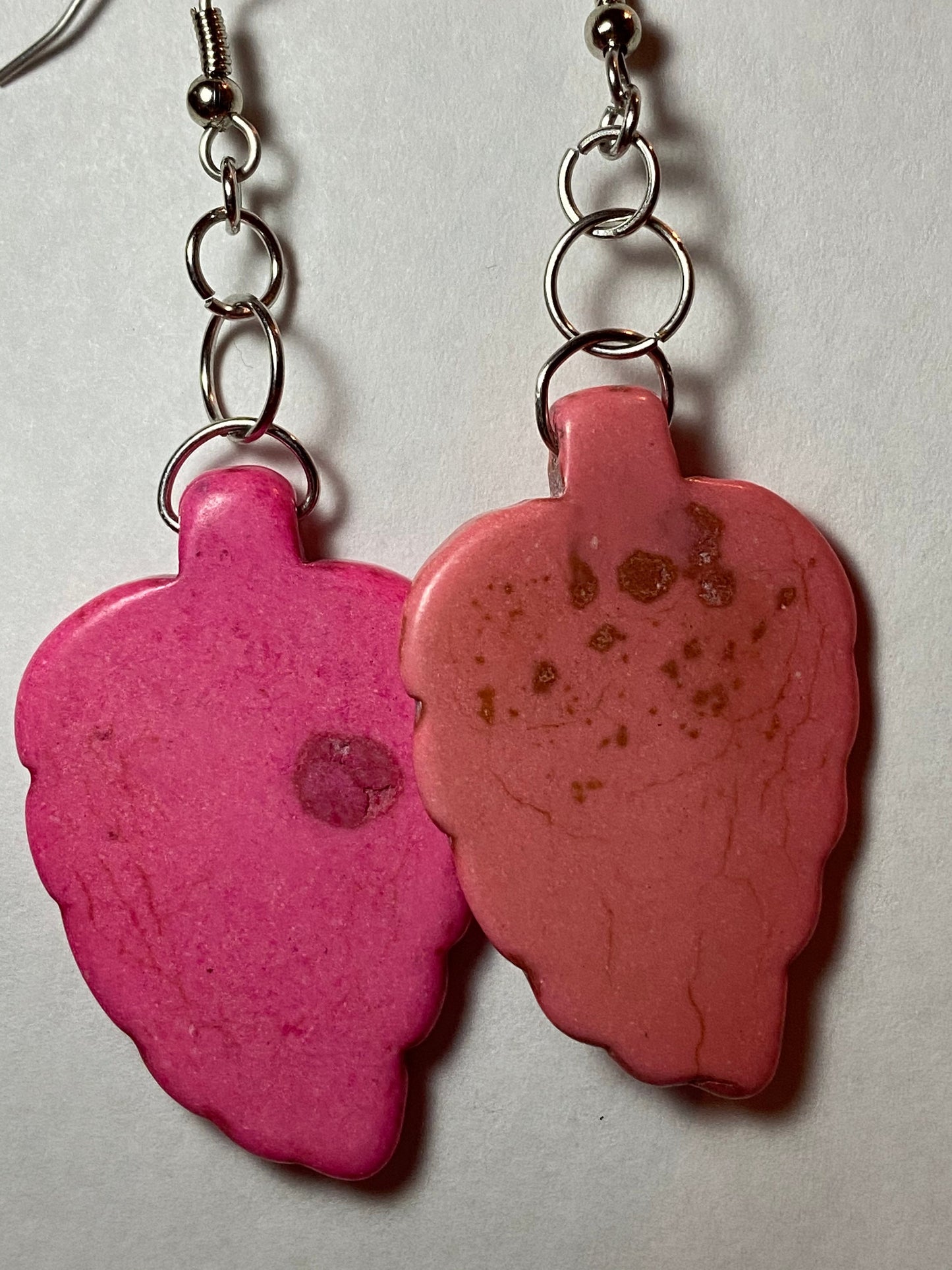 Pink Leaf Ceramic Earrings