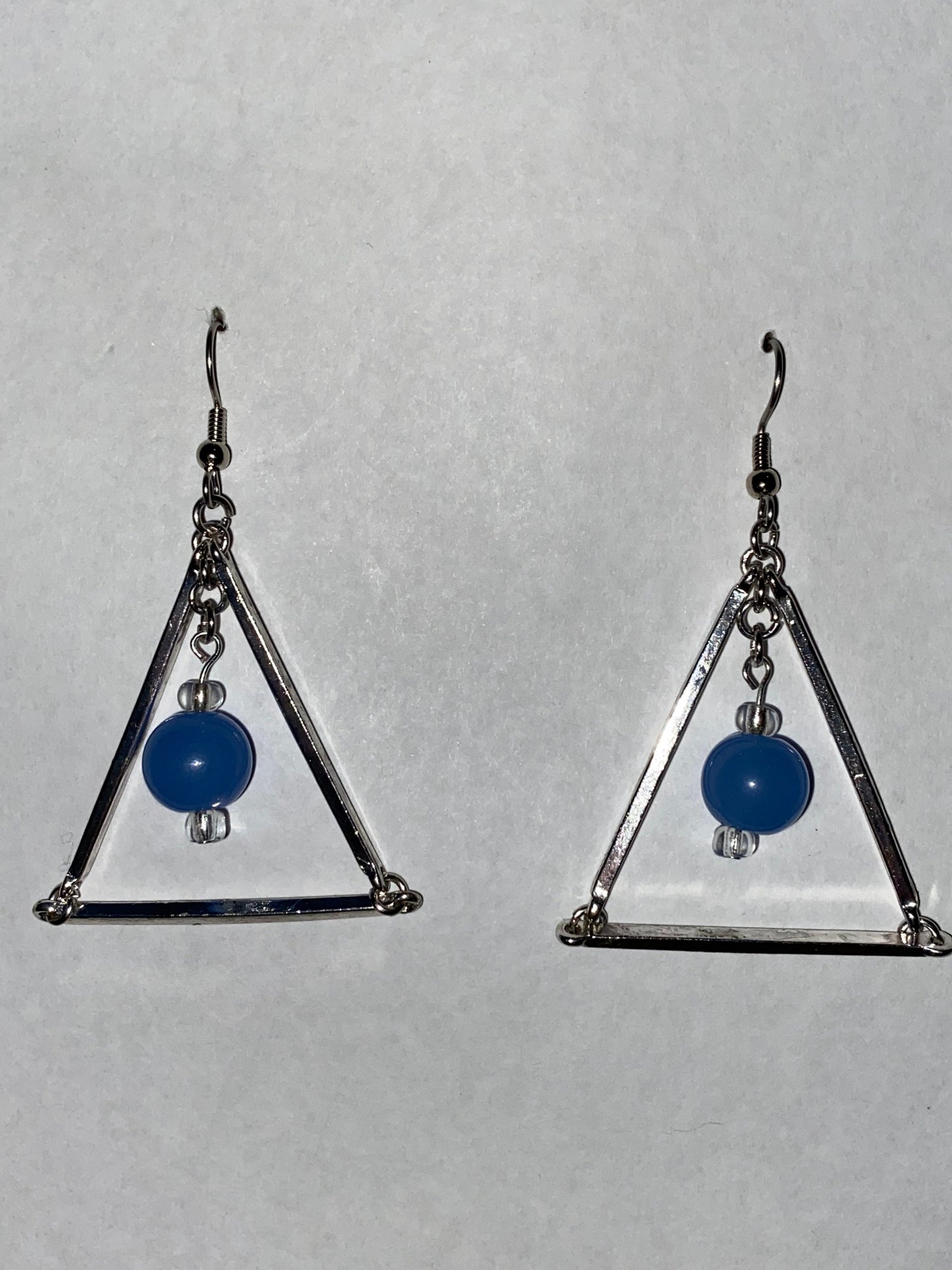 Upcycled Baby Blue Triangle Earrings