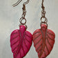 Pink Leaf Ceramic Earrings