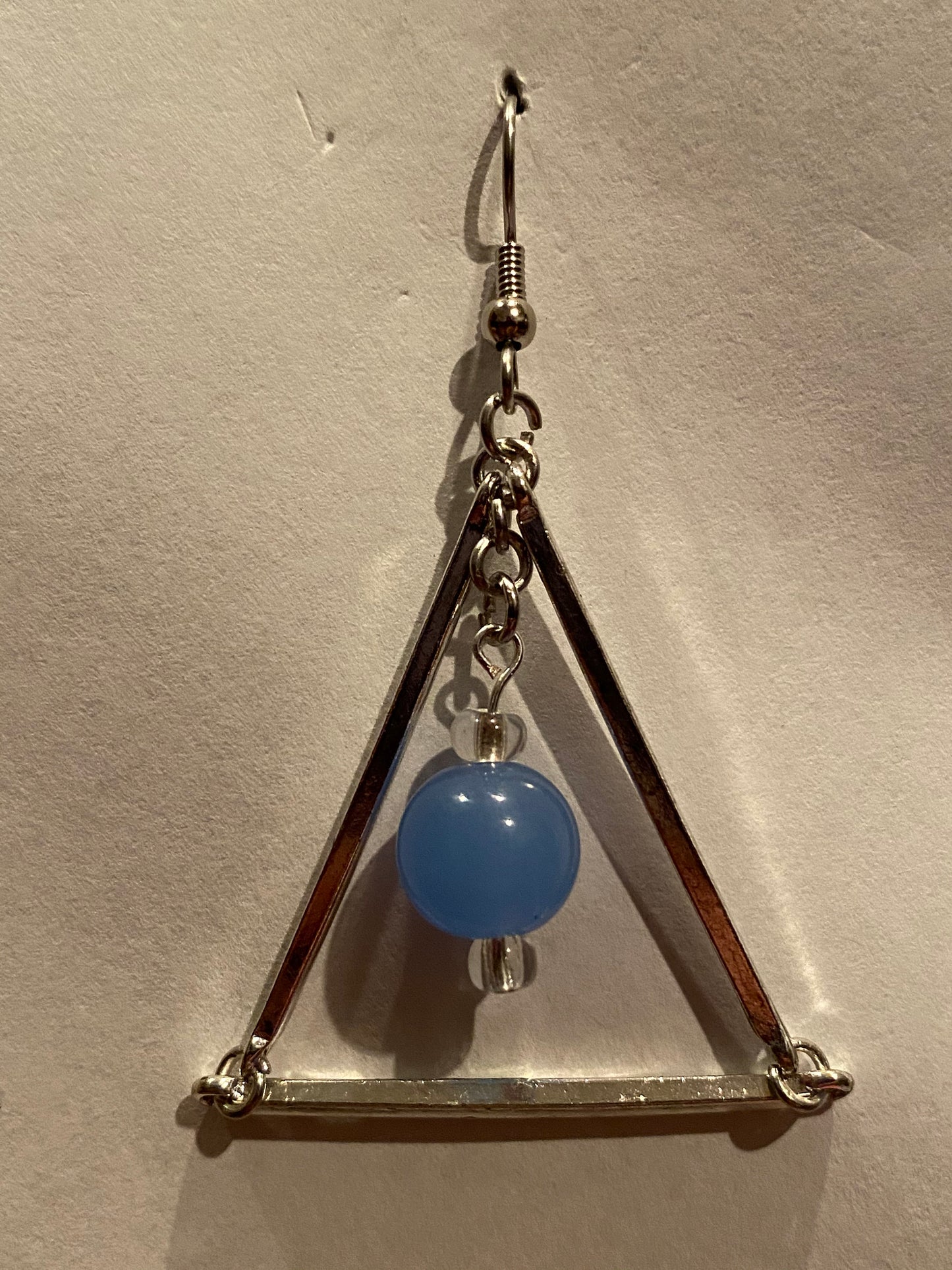 Upcycled Baby Blue Triangle Earrings