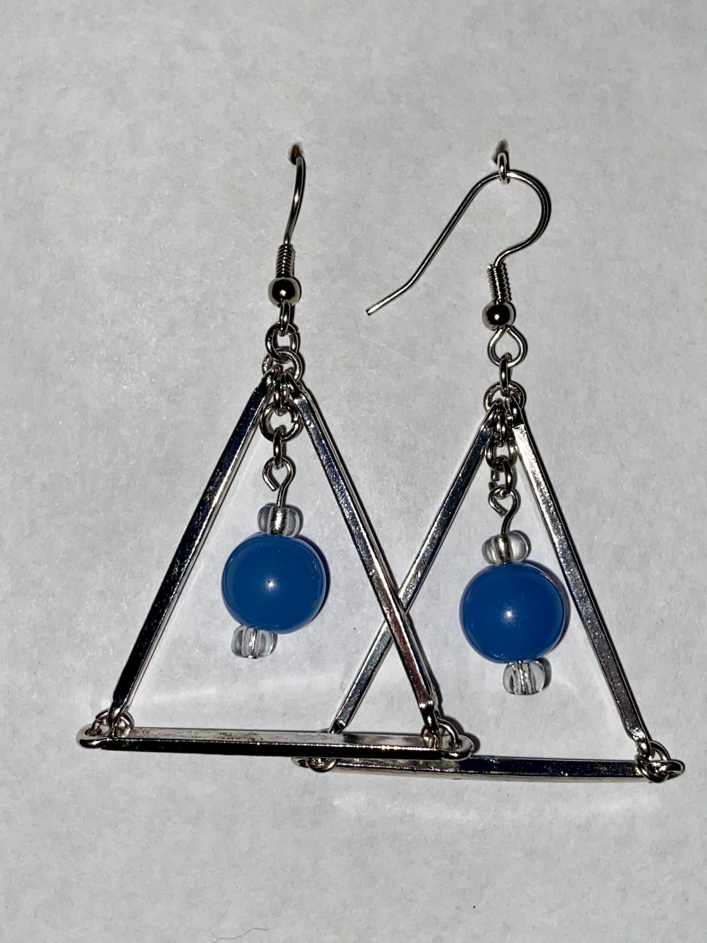 Upcycled Baby Blue Triangle Earrings