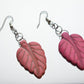 Pink Leaf Ceramic Earrings