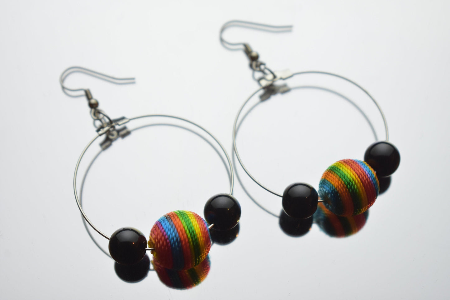 Rainbow Circle Drop Earrings