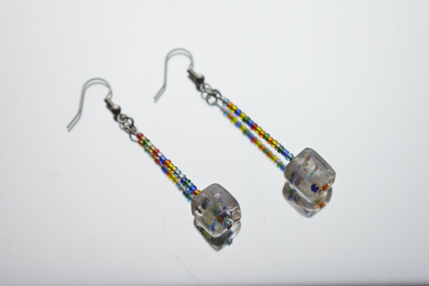 Silver Plated Rainbow String Earrings