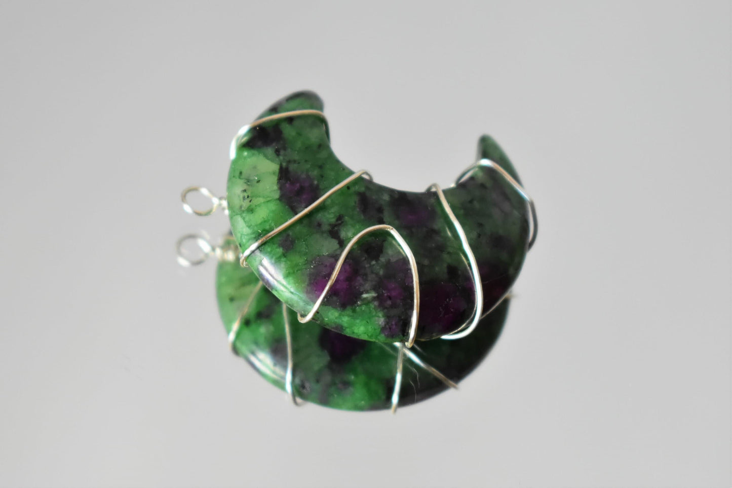 Ruby Zoisite Moon Pendant