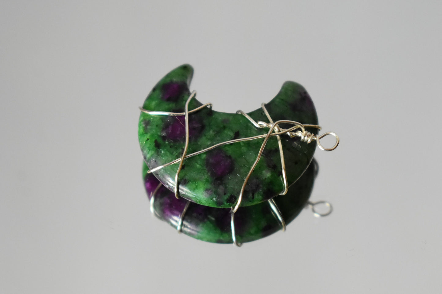 Ruby Zoisite Moon Pendant