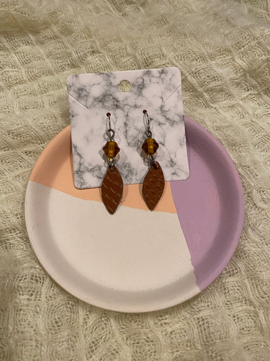 Leather Leaf Earrings