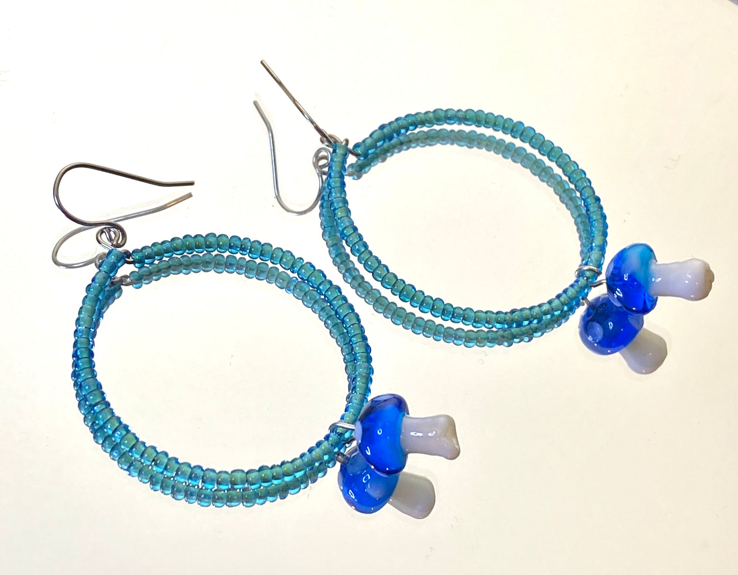 Beaded Mushroom Hoops