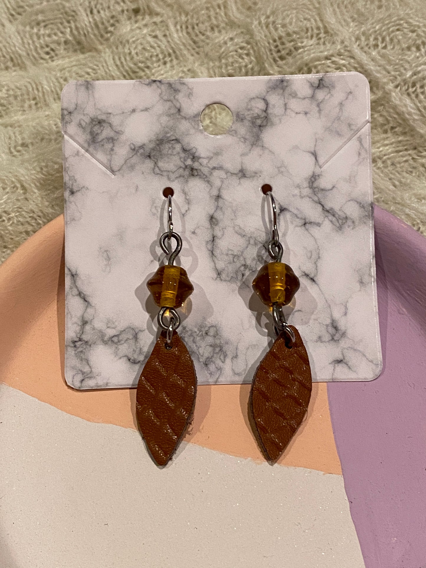 Leather Leaf Earrings