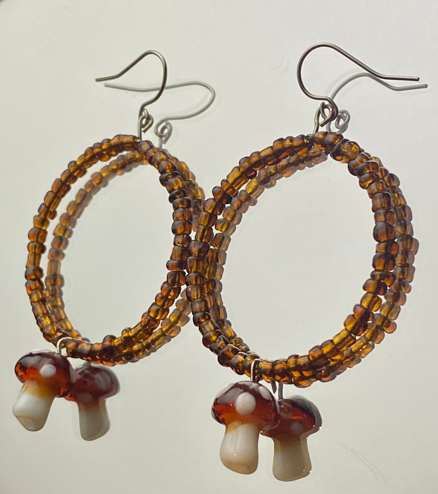 Beaded Mushroom Hoops