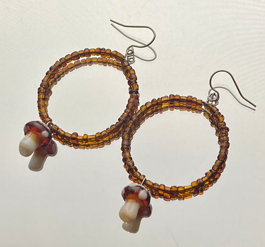 Beaded Mushroom Hoops